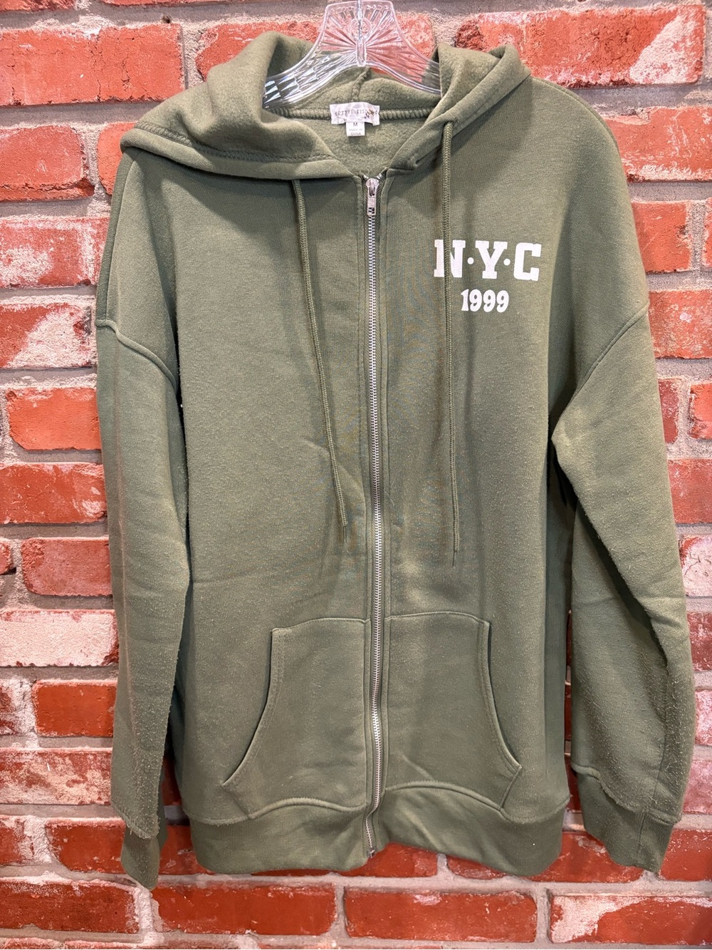 Orange Kiss Brooklyn Athletic Club Zip Hoodie Womens Medium Green